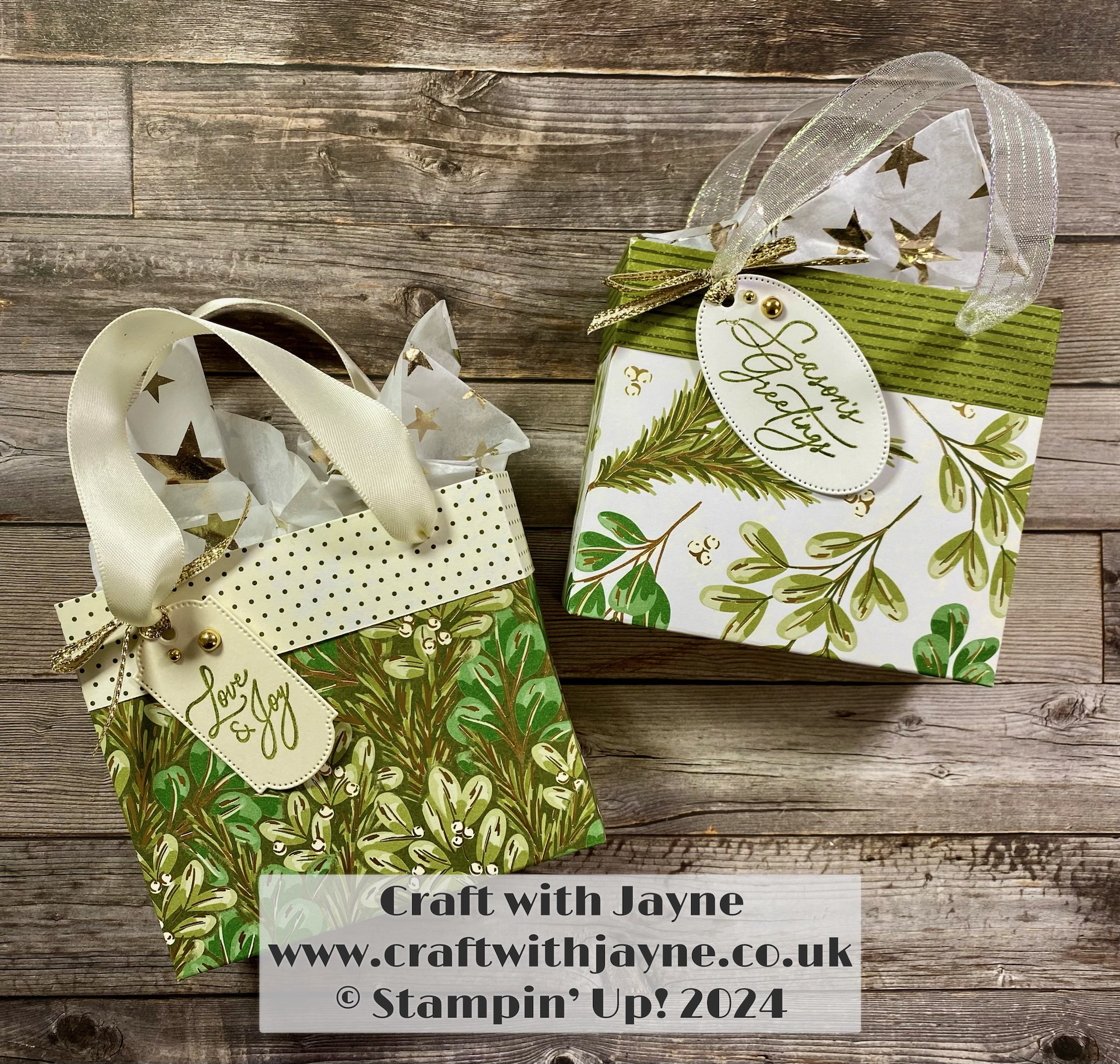 Season of Green & Gold Mini Gift Bags | Craft with Jayne | Stampin Up ...